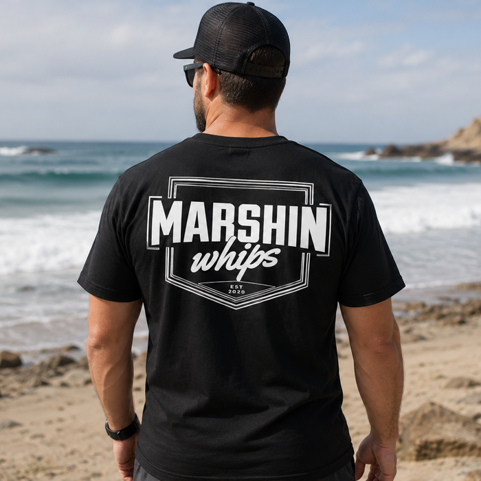 Marshin Whips Classic Unisex Black and White Tee | Off-Road Apparel