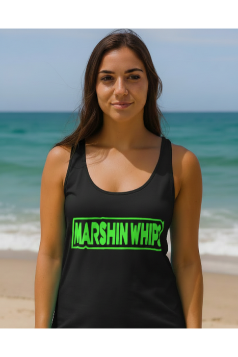 Marshin Whips Women's Black and Green Glow-in-the-Dark Tank Top | Off-Road Apparel