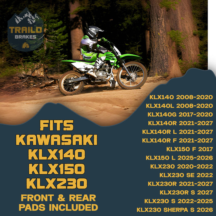 Kawasaki KLX140/KLX150/KLX230 2008-2027 Ceramic Brake Pad Set