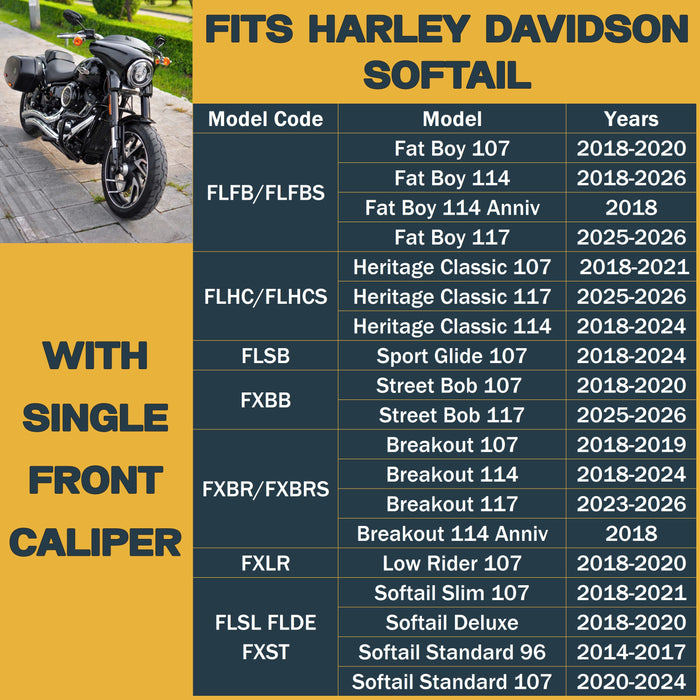 Harley-Davidson Softail 2014-2026 Ceramic Brake Pad Set – Single Front Caliper